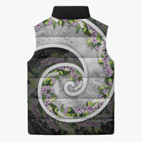 Piko Hawaii Sleeveless Puffer Jacket Polynesian Pattern With Maile Pikake Honohono Lei