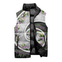 Piko Hawaii Sleeveless Puffer Jacket Polynesian Pattern With Maile Pikake Honohono Lei