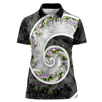 Piko Hawaii Women Polo Shirt Polynesian Pattern With Maile Pikake Honohono Lei