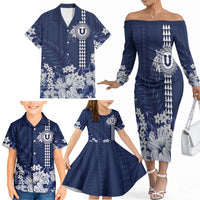 Personalized Utah State Family Matching Off The Shoulder Long Sleeve Dress and Hawaiian Shirt Polynesian Style LT05 - Polynesian Pride