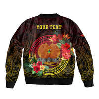 Personalized Papua New Guinea Bomber Jacket Coat Of Arms Tropical Flowers Polynesian Pattern LT05 - Polynesian Pride