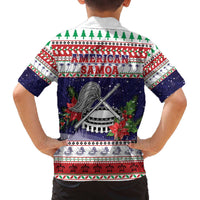 American Samoa Christmas Family Matching Off The Shoulder Long Sleeve Dress and Hawaiian Shirt Poinsettia La Maunia Le Kilisimasi LT05 - Polynesian Pride