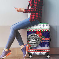 American Samoa Christmas Luggage Cover Poinsettia La Maunia Le Kilisimasi