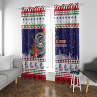 American Samoa Christmas Window Curtain Poinsettia La Maunia Le Kilisimasi