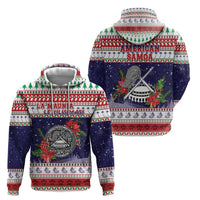 American Samoa Christmas Zip Hoodie Poinsettia La Maunia Le Kilisimasi