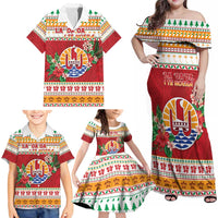 French Polynesia Christmas Family Matching Off Shoulder Maxi Dress and Hawaiian Shirt Coat Of Arms Merry Xmas LT05 - Polynesian Pride