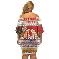 French Polynesia Christmas Family Matching Off Shoulder Short Dress and Hawaiian Shirt Coat Of Arms Merry Xmas LT05 - Polynesian Pride