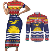 Kiribati Christmas Couples Matching Short Sleeve Bodycon Dress and Long Sleeve Button Shirt Coat Of Arms Tekeraoi Te Kiritimati LT05 Red - Polynesian Pride