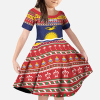 Kiribati Christmas Family Matching Long Sleeve Bodycon Dress and Hawaiian Shirt Coat Of Arms Tekeraoi Te Kiritimati LT05 Daughter's Dress Red - Polynesian Pride