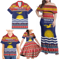 Kiribati Christmas Family Matching Off Shoulder Maxi Dress and Hawaiian Shirt Coat Of Arms Tekeraoi Te Kiritimati LT05 - Polynesian Pride