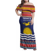 Kiribati Christmas Family Matching Off Shoulder Maxi Dress and Hawaiian Shirt Coat Of Arms Tekeraoi Te Kiritimati LT05 Mom's Dress Red - Polynesian Pride