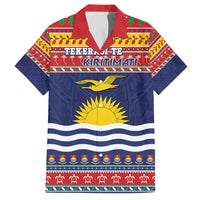 Kiribati Christmas Family Matching Puletasi and Hawaiian Shirt Coat Of Arms Tekeraoi Te Kiritimati LT05 Dad's Shirt - Short Sleeve Red - Polynesian Pride