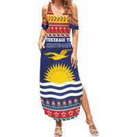 Kiribati Christmas Family Matching Summer Maxi Dress and Hawaiian Shirt Coat Of Arms Tekeraoi Te Kiritimati LT05 Mom's Dress Red - Polynesian Pride
