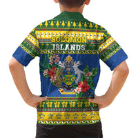 Solomon Islands Christmas Family Matching Puletasi and Hawaiian Shirt Coat Of Arms Merry Xmas LT05 - Polynesian Pride