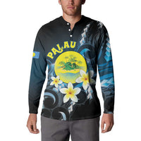 Palau United Nations Day Button Sweatshirt Polynesian Curves Plumeria LT05 - Polynesian Pride