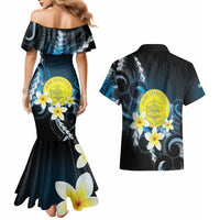 Palau United Nations Day Couples Matching Mermaid Dress and Hawaiian Shirt Polynesian Curves Plumeria LT05 - Polynesian Pride