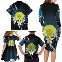 Palau United Nations Day Family Matching Long Sleeve Bodycon Dress and Hawaiian Shirt Polynesian Curves Plumeria LT05 - Polynesian Pride