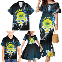 Palau United Nations Day Family Matching Mermaid Dress and Hawaiian Shirt Polynesian Curves Plumeria LT05 - Polynesian Pride