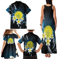 Palau United Nations Day Family Matching Tank Maxi Dress and Hawaiian Shirt Polynesian Curves Plumeria LT05 - Polynesian Pride