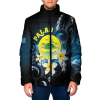 Palau United Nations Day Padded Jacket Polynesian Curves Plumeria LT05 Men Black - Polynesian Pride