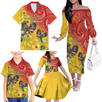 New Zealand Piwakawaka Christmas Family Matching Off The Shoulder Long Sleeve Dress and Hawaiian Shirt With Maori Pattern LT05 - Polynesian Pride