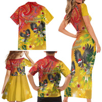 New Zealand Piwakawaka Christmas Family Matching Short Sleeve Bodycon Dress and Hawaiian Shirt With Maori Pattern LT05 - Polynesian Pride