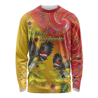 New Zealand Piwakawaka Christmas Long Sleeve Shirt With Maori Pattern LT05 Unisex Yellow - Polynesian Pride