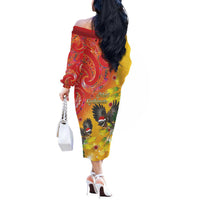 New Zealand Piwakawaka Christmas Off The Shoulder Long Sleeve Dress With Maori Pattern LT05 - Polynesian Pride