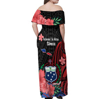 Samoa Independence Day Family Matching Off Shoulder Maxi Dress and Hawaiian Shirt Samoan Warriors Ula Fala LT05 - Polynesian Pride