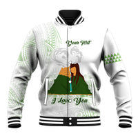 Personalised I LAVA YOU Volcano Valentine Baseball Jacket Polynesian Tribal Pattern LT05 Unisex White - Polynesian Pride