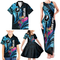 Personalised FSM Yap State Day Family Matching Tank Maxi Dress and Hawaiian Shirt Tropical Flowers Tribal Pattern LT05 - Polynesian Pride