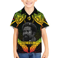 Personalised Vanuatu Father Lini Day Kid Hawaiian Shirt Polynesian Tribal Pattern LT05 Kid Black - Polynesian Pride