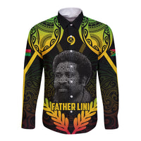 Personalised Vanuatu Father Lini Day Long Sleeve Button Shirt Polynesian Tribal Pattern LT05 Unisex Black - Polynesian Pride