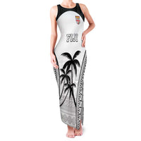 Custom Fiji Tapa Football Family Matching Tank Maxi Dress and Hawaiian Shirt Sporty Style LT05 Mom's Dress White - Polynesian Pride