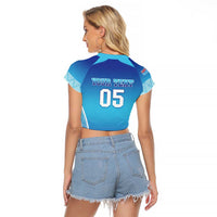 Custom Fiji Football Raglan Cropped T Shirt Fijian Tapa Pattern