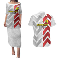 Custom New Caledonia Football Couples Matching Puletasi and Hawaiian Shirt Unique Style LT05 Red - Polynesian Pride