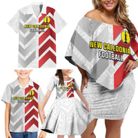 Custom New Caledonia Football Family Matching Off Shoulder Short Dress and Hawaiian Shirt Unique Style LT05 - Polynesian Pride
