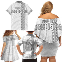 Custom New Caledonia Football Family Matching Off Shoulder Short Dress and Hawaiian Shirt Go The Kagus LT05 - Polynesian Pride