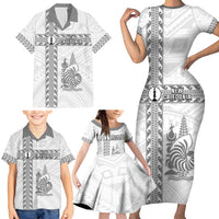 Custom New Caledonia Football Family Matching Short Sleeve Bodycon Dress and Hawaiian Shirt Go The Kagus LT05 - Polynesian Pride