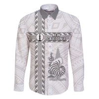 Custom New Caledonia Football Family Matching Short Sleeve Bodycon Dress and Hawaiian Shirt Go The Kagus LT05 Dad's Shirt - Long Sleeve White - Polynesian Pride