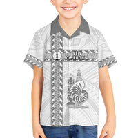 Custom New Caledonia Football Family Matching Summer Maxi Dress and Hawaiian Shirt Go The Kagus LT05 Son's Shirt White - Polynesian Pride