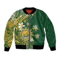 Cook Islands 15 Finest Bomber Jacket Plumeria Polynesian Turtle
