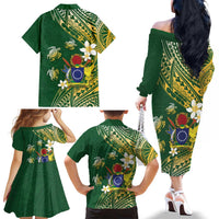 Cook Islands 15 Finest Family Matching Off The Shoulder Long Sleeve Dress and Hawaiian Shirt Plumeria Polynesian Turtle LT05 - Polynesian Pride