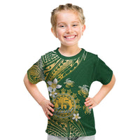 Cook Islands 15 Finest Kid T Shirt Plumeria Polynesian Turtle
