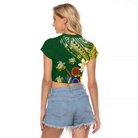 Cook Islands 15 Finest Raglan Cropped T Shirt Plumeria Polynesian Turtle