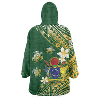 Cook Islands 15 Finest Wearable Blanket Hoodie Plumeria Polynesian Turtle LT05 - Polynesian Pride