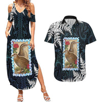 New Zealand Weka Couples Matching Summer Maxi Dress and Hawaiian Shirt Maori Hen Koru Pattern - Polynesian Pride