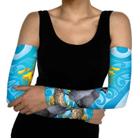 New Zealand Kokako Bird Arm Sleeves Maori Koru With Kowhai Flowers - Polynesian Pride
