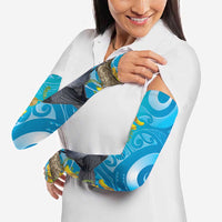 New Zealand Kokako Bird Arm Sleeves Maori Koru With Kowhai Flowers - Polynesian Pride