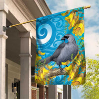 New Zealand Kokako Bird Garden Flag Maori Koru With Kowhai Flowers - Polynesian Pride